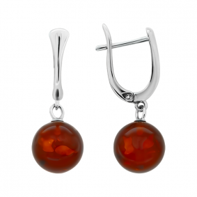 Серебряные серьги Дарвин 429046583ss-к с янтарём 429046583ss-к фото