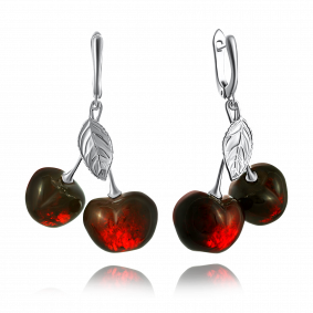 Серебряные серьги Дарвин 429047080ab-к с янтарём 429047080ab-к фото