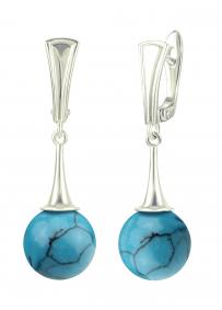 Серебряные серьги Дарвин 429070441qq с бирюзой 429070441qq фото