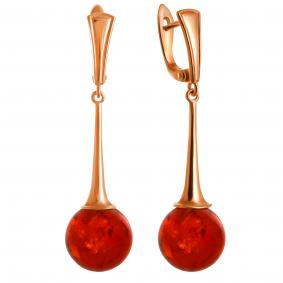 Серьги из золочёного серебра Дарвин 429182442rr-кр с янтарём 429182442rr-кр фото