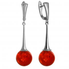 Серебряные серьги Дарвин 429187442rr-кр с янтарём 429187442rr-кр фото