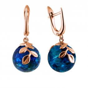 Серьги из золочёного серебра Дарвин 429252142uu-бир с янтарём 429252142uu-бир фото