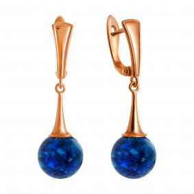 Серьги из золочёного серебра Дарвин 429252441qq-бир с янтарём 429252441qq-бир фото