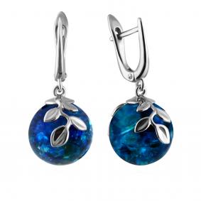 Серебряные серьги Дарвин 429257142uu-бир с янтарём 429257142uu-бир фото