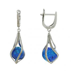 Серебряные серьги Дарвин 429257372gg-бир с янтарём 429257372gg-бир фото