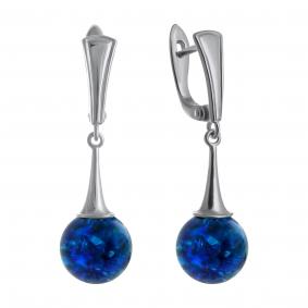 Серебряные серьги Дарвин 429257441qq-бир с янтарём 429257441qq-бир фото