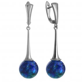 Серебряные серьги Дарвин 429257442rr-бир с янтарём 429257442rr-бир фото