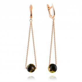 Серьги из золочёного серебра Дарвин 429392093oo-з с янтарём 429392093oo-з фото