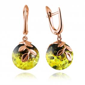 Серьги из золочёного серебра Дарвин 429392142uu-з с янтарём 429392142uu-з фото