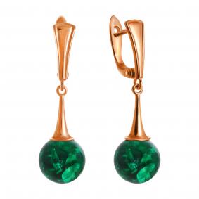 Серьги из золочёного серебра Дарвин 429432441qq-з с янтарём 429432441qq-з фото