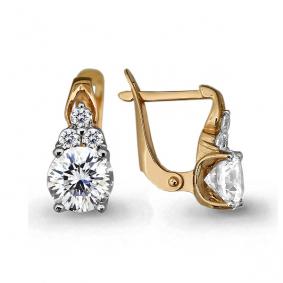 Золотые серьги AQUAMARINE 42954 с Swarovski 42954 фото