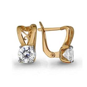 Золотые серьги AQUAMARINE 42958 с фианитом 42958 фото