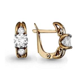Золотые серьги AQUAMARINE 42971 с фианитом 42971 фото
