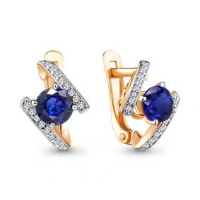 Золотые серьги AQUAMARINE 42979Б с фианитом 42979Б фото