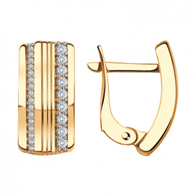 Золотые серьги AQUAMARINE 42990А с фианитом 42990А фото