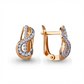 Золотые серьги AQUAMARINE 42992А с фианитом 42992А фото