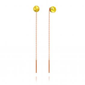 Серьги из золочёного серебра Дарвин 42E022360gg-л с янтарём 42E022360gg-л фото