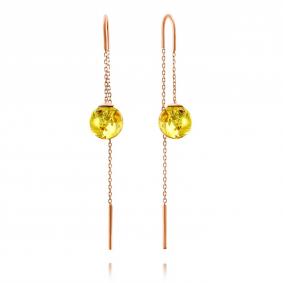 Серьги из золочёного серебра Дарвин 42E022361kk-л с янтарём 42E022361kk-л фото