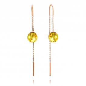 Серьги из золочёного серебра Дарвин 42E022361mm-л с янтарём 42E022361mm-л фото