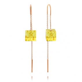 Серьги из золочёного серебра Дарвин 42E022365bb-л с янтарём 42E022365bb-л фото