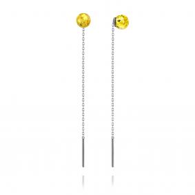 Серебряные серьги Дарвин 42E026360gg-л с янтарём 42E026360gg-л фото