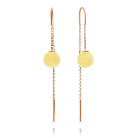 Серьги из золочёного серебра Дарвин 42E032361mm-б с янтарём 42E032361mm-б фото
