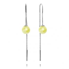 Серебряные серьги Дарвин 42E037361kk-б с янтарём 42E037361kk-б фото