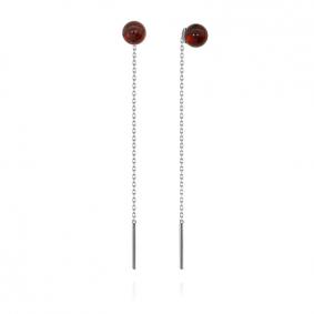 Серебряные серьги Дарвин 42E041360gg-к с янтарём 42E041360gg-к фото