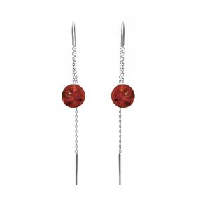 Серебряные серьги Дарвин 42E041361kk-к с янтарём 42E041361kk-к фото