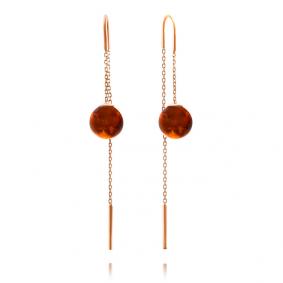 Серьги из золочёного серебра Дарвин 42E042361kk-ск с янтарём 42E042361kk-ск фото