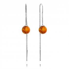 Серебряные серьги Дарвин 42E047361kk-ск с янтарём 42E047361kk-ск фото