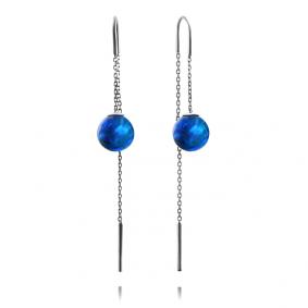 Серебряные серьги Дарвин 42E257361kk-бир с янтарём 42E257361kk-бир фото