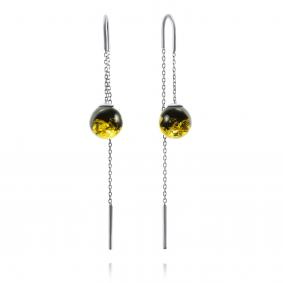 Серебряные серьги Дарвин 42E396361mm-з с янтарём 42E396361mm-з фото