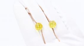 Серьги из золочёного серебра Дарвин 42E522361mm-л с янтарём 42E522361mm-л фото