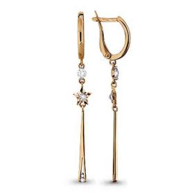 Золотые серьги AQUAMARINE 43002 с фианитом 43002 фото