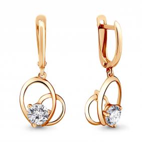 Золотые серьги AQUAMARINE 43004 с фианитом 43004 фото