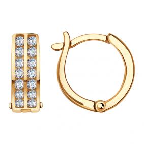 Золотые серьги AQUAMARINE 43005А с фианитом 43005А фото