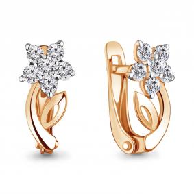 Золотые серьги AQUAMARINE 43009 с фианитом 43009 фото