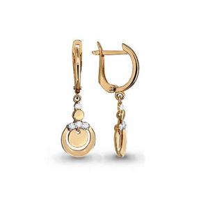 Золотые серьги AQUAMARINE 43011А с фианитом 43011А фото