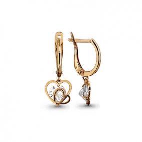 Золотые серьги AQUAMARINE 43021 с фианитом 43021 фото