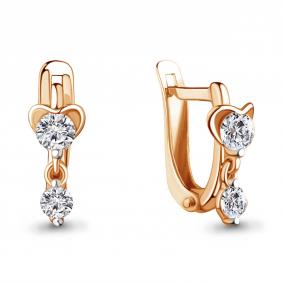 Золотые серьги AQUAMARINE 43023 с фианитом 43023 фото