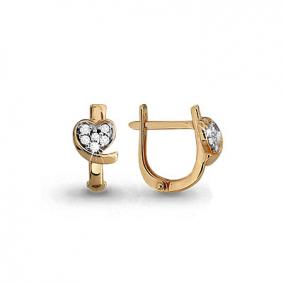 Золотые серьги AQUAMARINE 43027А с фианитом 43027А фото