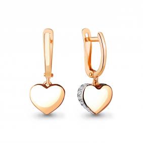 Золотые серьги AQUAMARINE 43031А с фианитом 43031А фото