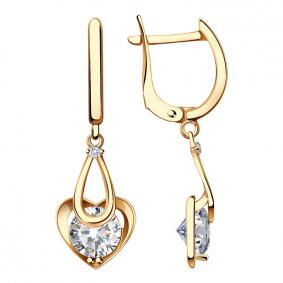 Золотые серьги AQUAMARINE 43032 с фианитом 43032 фото