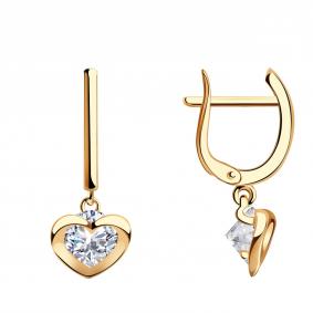 Золотые серьги AQUAMARINE 43039 с фианитом 43039 фото