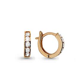 Золотые серьги AQUAMARINE 43046А с фианитом 43046А фото