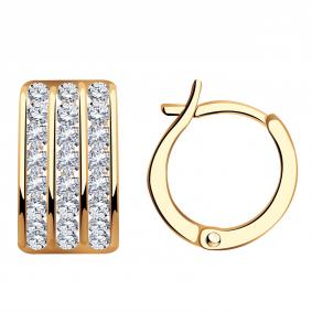 Золотые серьги AQUAMARINE 43048А с фианитом 43048А фото