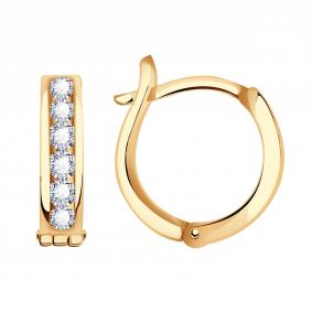 Золотые серьги AQUAMARINE 43049А с фианитом 43049А фото