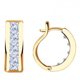 Золотые серьги AQUAMARINE 43052А с фианитом 43052А фото