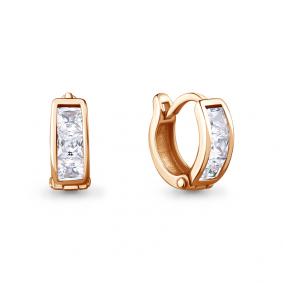 Золотые серьги AQUAMARINE 43053А с фианитом 43053А фото